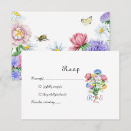 Cartão RSVP Jardim Simples Margarida Primavera Flor Silvestre 