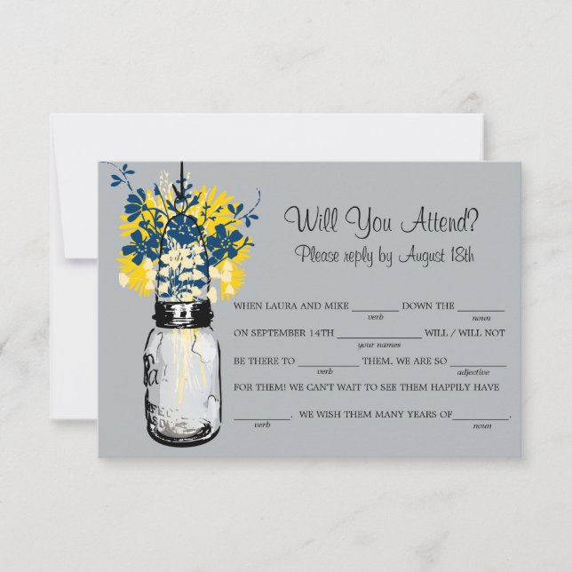 Cartão RSVP Jarra de Pedra com Flores Silvestres Rústicas CONF (Frente)