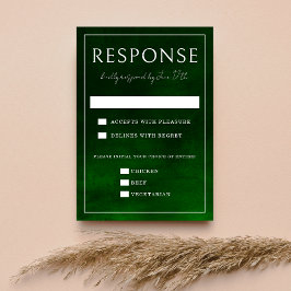 Cartão RSVP Jewel Tone Romance | Emerald | Casamento