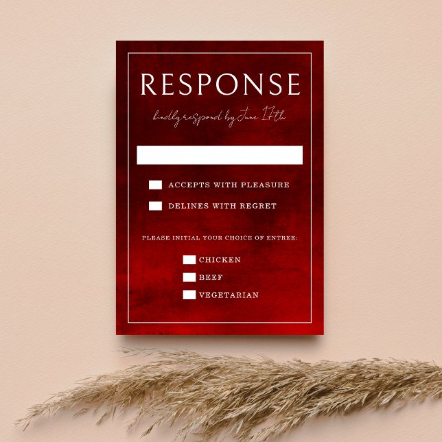 Cartão RSVP Jewel Tone Romance | Ruby | Casamento (Criador carregado)