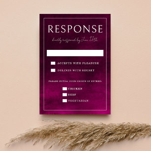 Cartão RSVP Jewel Tone Romance Vermelho Escuro Casamento