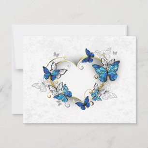 Cartão RSVP Jewelry Heart with Butterflies Morpho