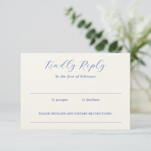 Cartão RSVP Julia Blue Traditional Elegant Wedding