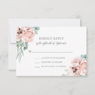 Cartão RSVP Katrina Pastel Rosa Floral Boho Chic 