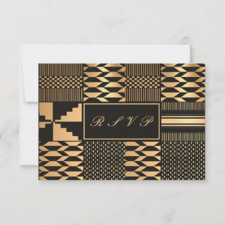 Cartão RSVP Kente Preto e Dourado