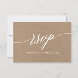 Cartão RSVP Kraft Casado com Script de Caligrafia Elegante Mod