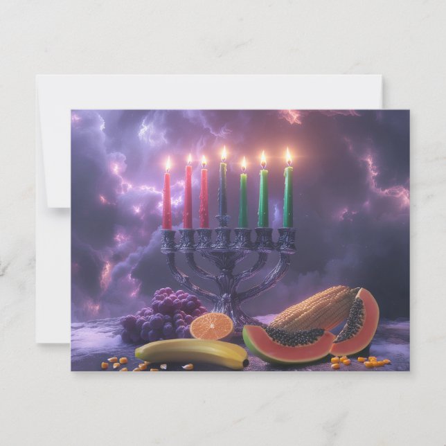 CARTÃO RSVP KWANZAA - FELIZ KWANZAA -  (Frente)