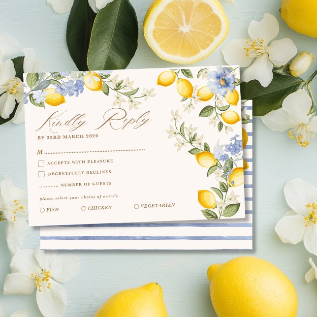 Cartão RSVP La Dolce Vita Lemon Citrus Mediterranean Wedding (Criador carregado)