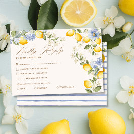 Cartão RSVP La Dolce Vita Limão Cítrico Casamento Mediterrâneo