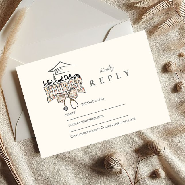 Cartão RSVP Labor and Delivery Nurse Graduation Party (Criador carregado)