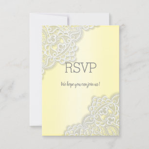 Cartão RSVP Lace amarelo limão elegante em todos os eventos re