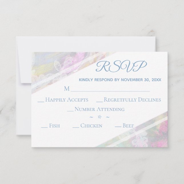 Cartão RSVP *~*Lace Floral Vintage Casamento Romântico (Frente)