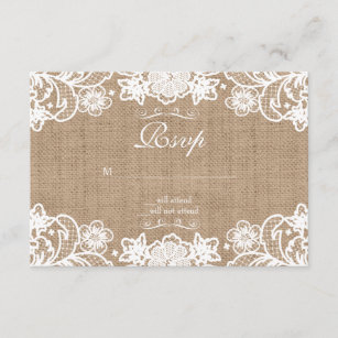 Cartão RSVP Laço rústico de serapilheira do país que Wedding