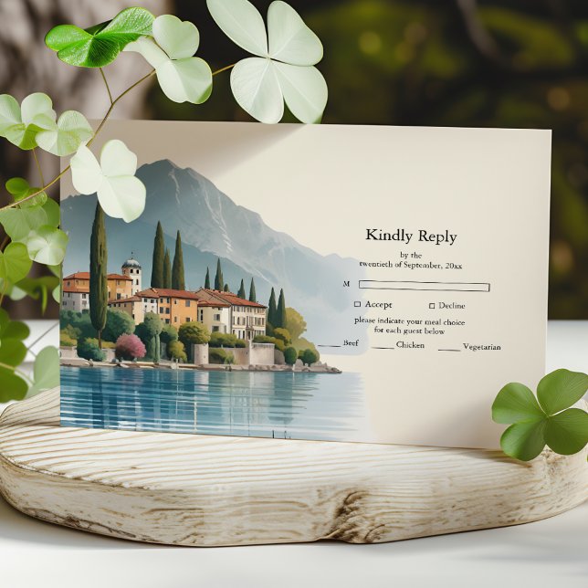 Cartão RSVP Lago Como Itália Destino Casamento (Criador carregado)