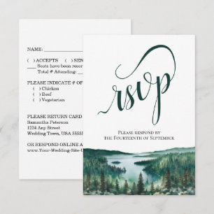 Cartão RSVP Lago Tahoe Rústico Elegante Casamento em Caligrafi