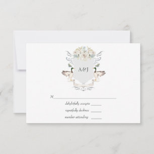 Cartão RSVP Lakeside Wedding Monogrammed Crest