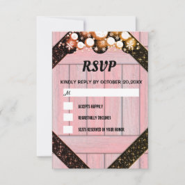 Cartão RSVP Lâmpada Brilhante De Madeira Rosa Púrpura Brilhant