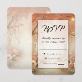 Cartão RSVP Lanterna de Casamento Floresta Encantada Rosa Pêss