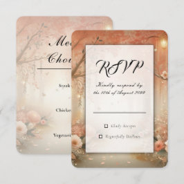 Cartão RSVP Lanterna de Casamento Floresta Encantada Rosa Pêss