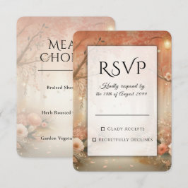 Cartão RSVP Lanterna de Casamento Floresta Encantada Rosa Pêss