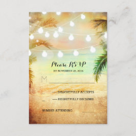 Cartão RSVP lanterna de praia brilha luz do casamento tropical