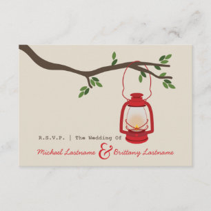 Cartão RSVP Lanterna vermelha do óleo que acampa/R.S.V.P.