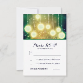 Cartão RSVP lanternas luminosas de corda glamourosa cartas RSV