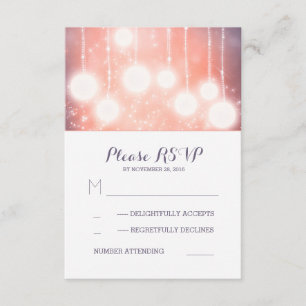 Cartão RSVP lanternas luminosas de corda glamourosa cartas RSV