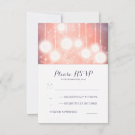 Cartão RSVP lanternas luminosas de corda glamourosa cartas RSV