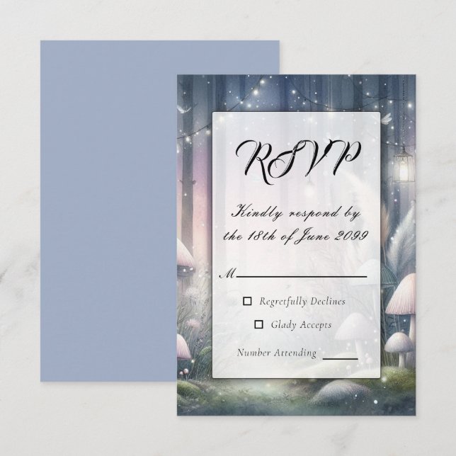Cartão RSVP Lanternlight Sonha Floresta Encantada (Frente/Verso)