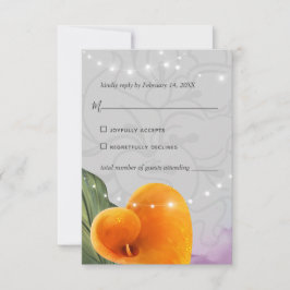 Cartão RSVP Laranja Elegante Calla Lily Art Floral Watercolor