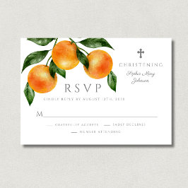 Cartão RSVP Laranjas Elegantes Batizado de Citrinos