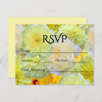 Cartão RSVP Larger Yellow Floral Watercolor Wedding RSV
