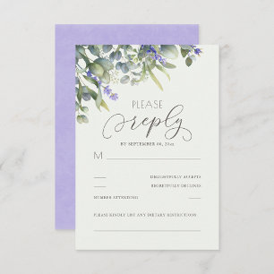 Cartão RSVP Lavanda Com Casamento Eucalyptus Greenery