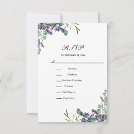 Cartão RSVP Lavanda Eucalyptus Floral Formal Elegante Casament