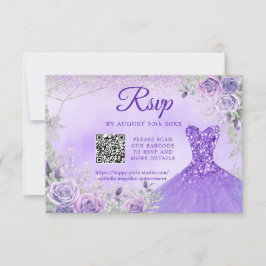 Cartão RSVP Lavanda Floco de Neve Natal Quinceañera 15 QR
