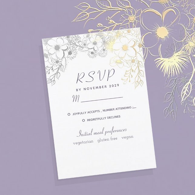 Cartão RSVP Lavanda Floral Wedding (Criador carregado)