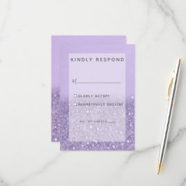Cartão RSVP Lavanda Glitter Modern Wedding