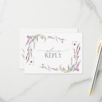 Lavanda Lilac Flores Selvagens Casamento Aquarela
