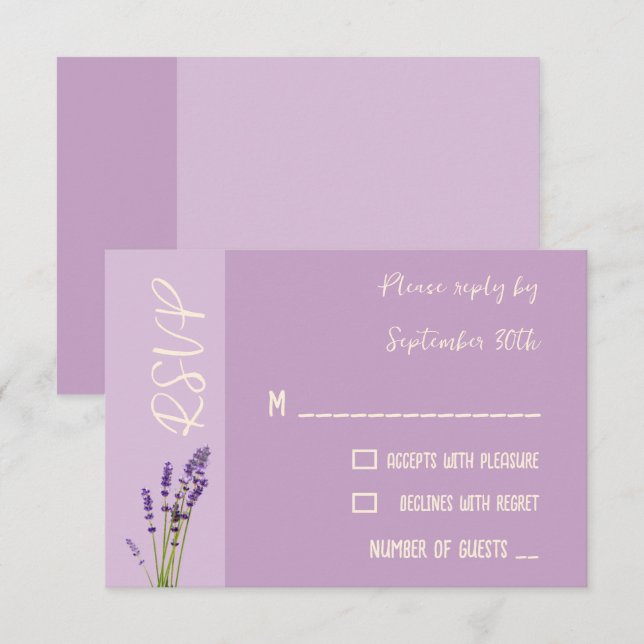 Cartão RSVP Lavanda Love Wedding (Frente/Verso)