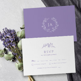 Cartão RSVP Lavanda Monograma Wedding
