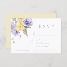 Cartão RSVP Lavanda Púrpura e Amarelo-Sol Casamento