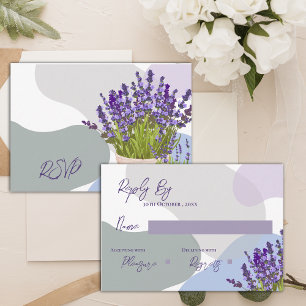 Cartão RSVP Lavandas Elegantes no Casamento Floral de Cesta