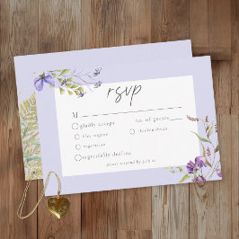Cartão RSVP Lavender Wildflower Garden Romantic Wedding