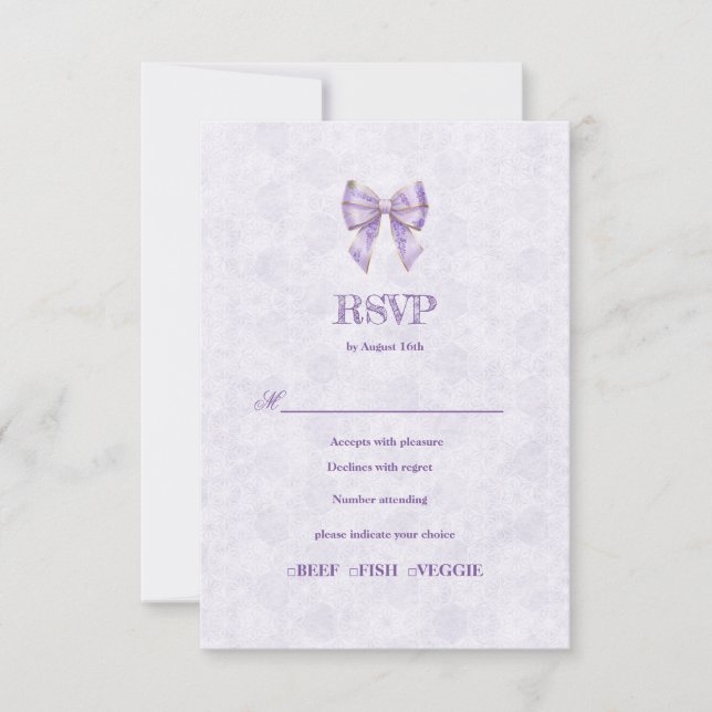 Cartão RSVP Lavender Wisteria Ribbon – Japanese-Inspired (Frente)