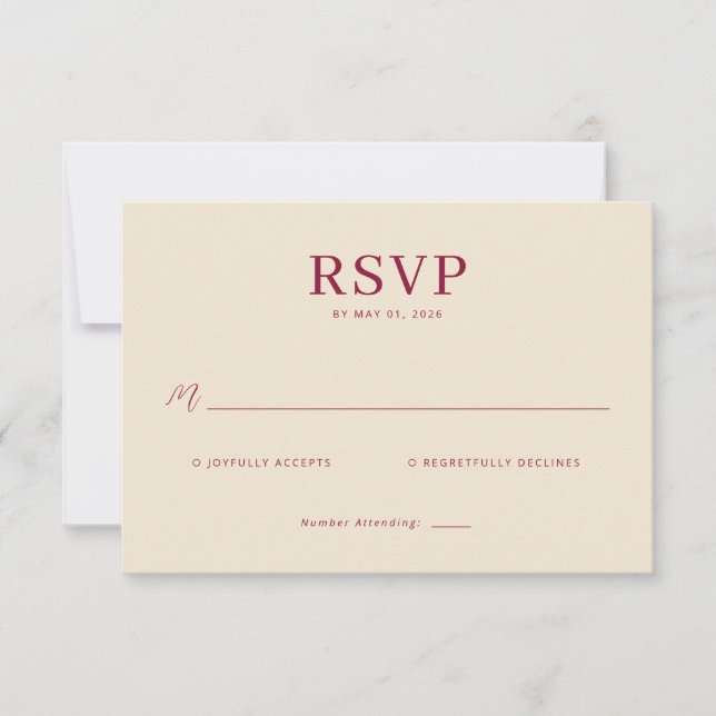 Cartão RSVP Lavish Crimson Blooms Wedding (Frente)