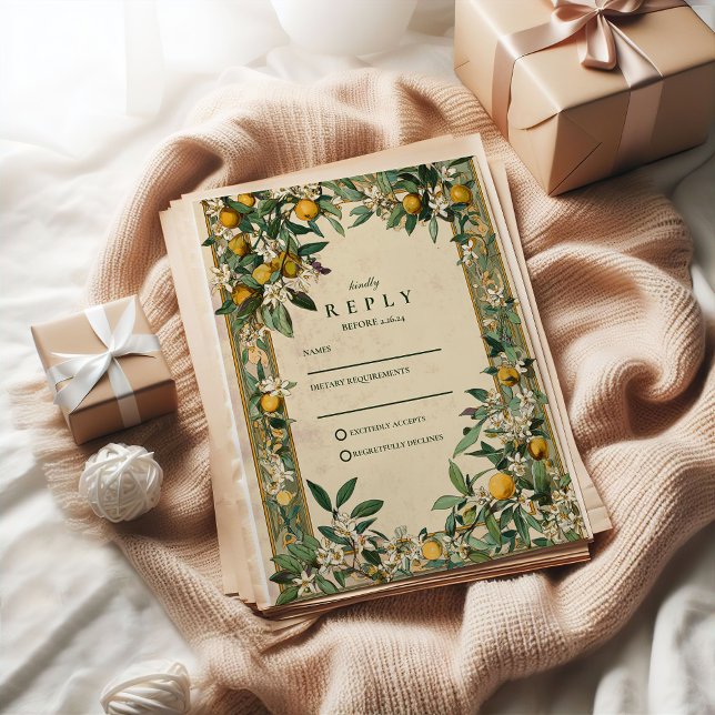 Cartão RSVP Lemon Grove Bloom Wedding (Criador carregado)