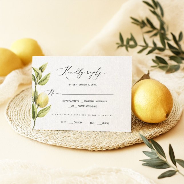Cartão RSVP Lemon Sorrento Citrus Wedding (Criador carregado)