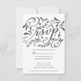 Cartão RSVP Letras Elegantes e Caprichosas para Casamento com