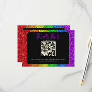 Cartão RSVP LGBT pavilhão arco-íris faísca casamento lésbico g